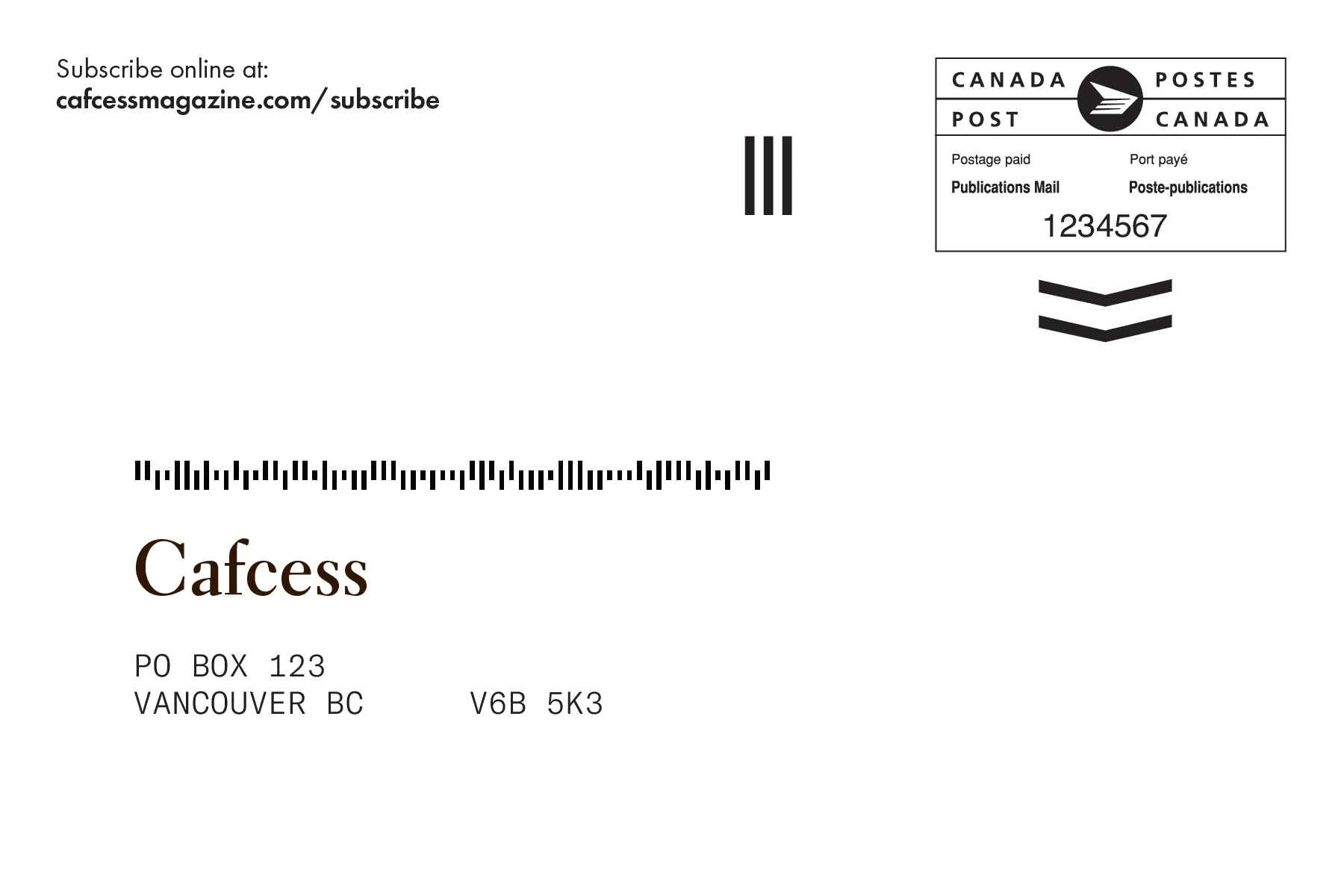 Cafcess subscription card, back