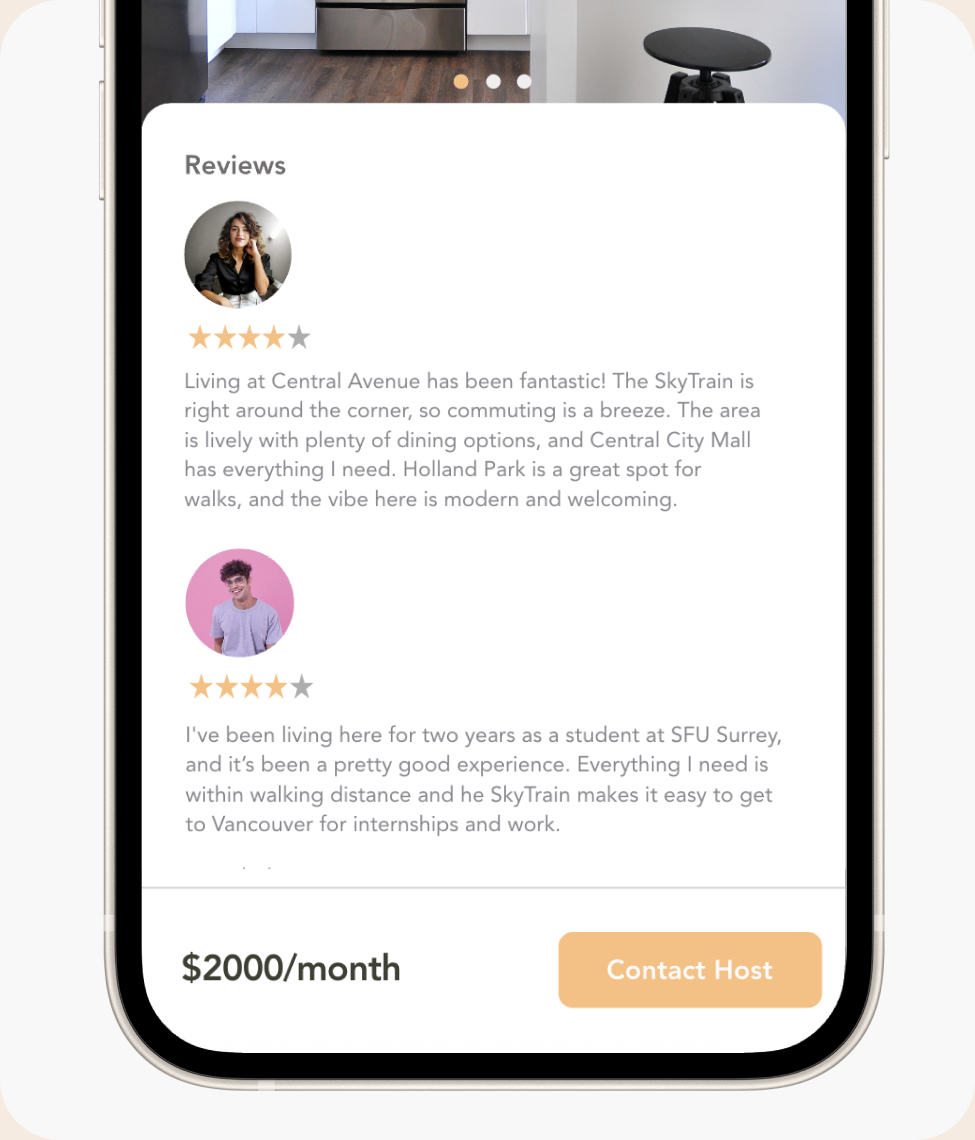 Reviews section of a listing with comments from previous renters